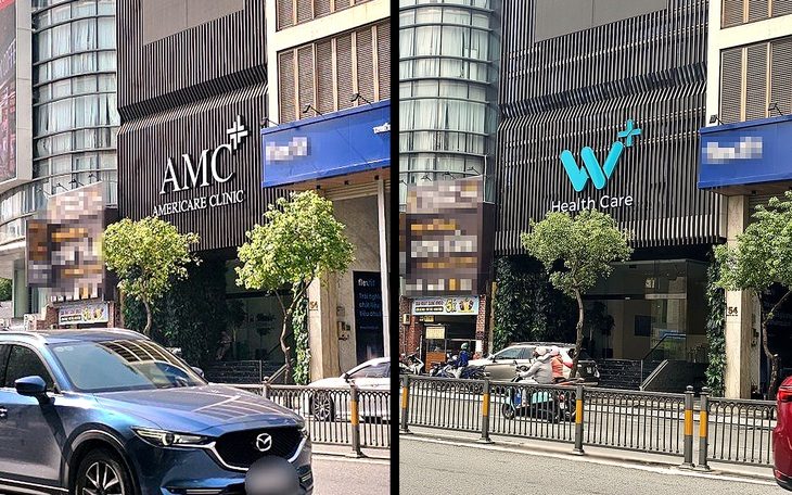 Bảng hiệu “AMC - Americare clinic” treo chễm chệ sau gần ba tháng bị Thanh tra Sở Y tế xử phạt. Đến trưa 6-7 được đổi thành W, phía dưới “Health Care” - Ảnh: ĐAN THUẦN Bảng hiệu “AMC - Americare clinic” treo chễm chệ sau gần ba tháng bị Thanh tra Sở Y tế xử phạt. Đến trưa 6-7 được đổi thành W, phía dưới “Health Care” - Ảnh: ĐAN THUẦN